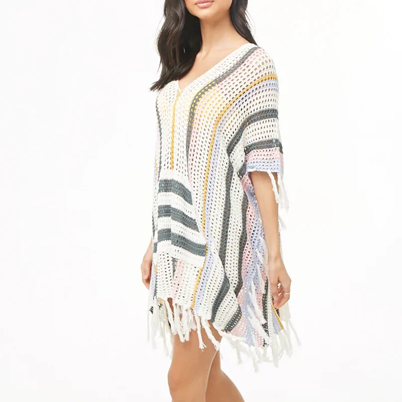 Пляжное платье Tasel Платье в полоску для женщин летняя накидка сексуальное бикини