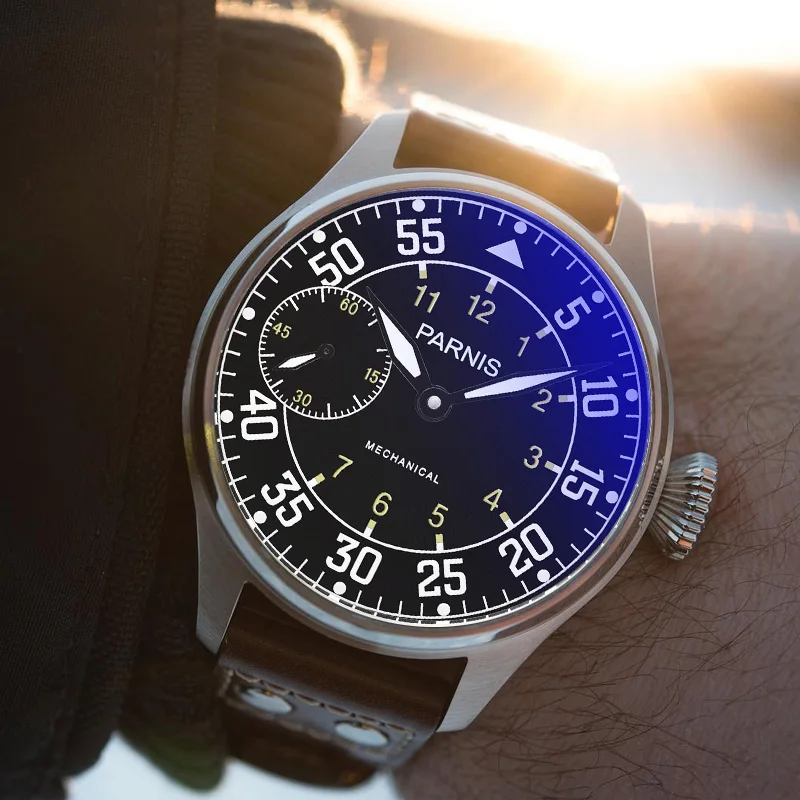 Часы мужские механические 44 мм с ремешком из натуральной кожи|strap strap|strap watch strapstrap