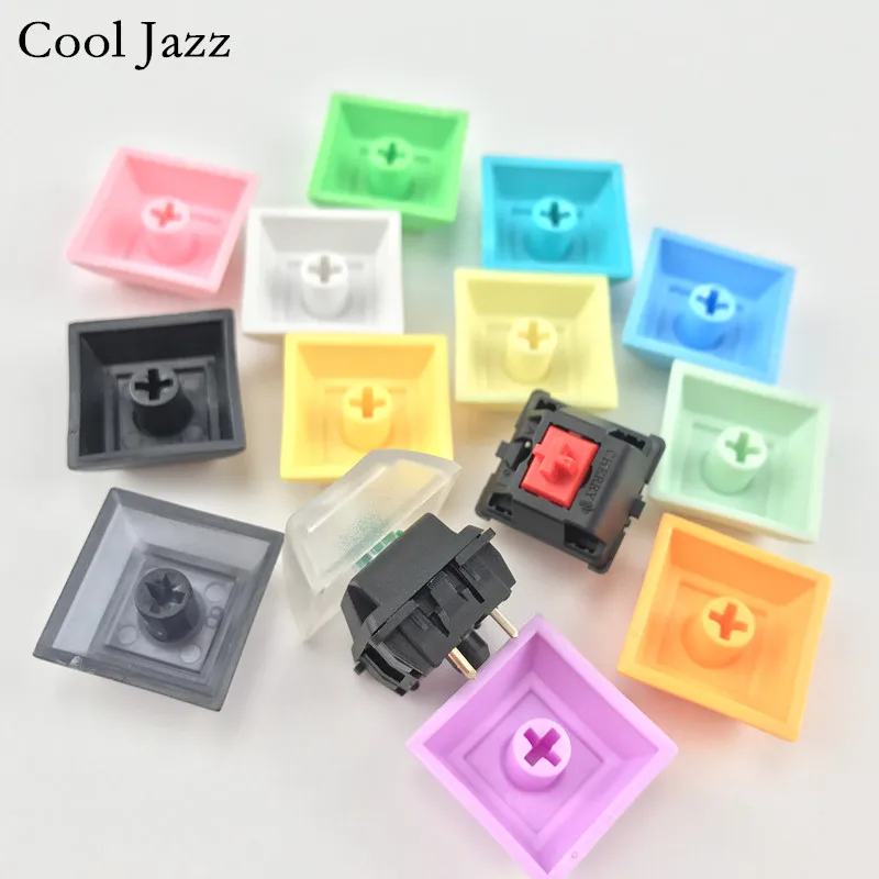 Крутая клавиатура Jazz pbt dsa 1u смешанного цвета зеленая желтая синяя белая