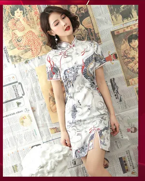 Sheng Coco новые шелковые платья Чонсам розовые двойные китайские Qipao Печатные Средние Длинные древние шелковые Улучшенная одежда розовые цветы