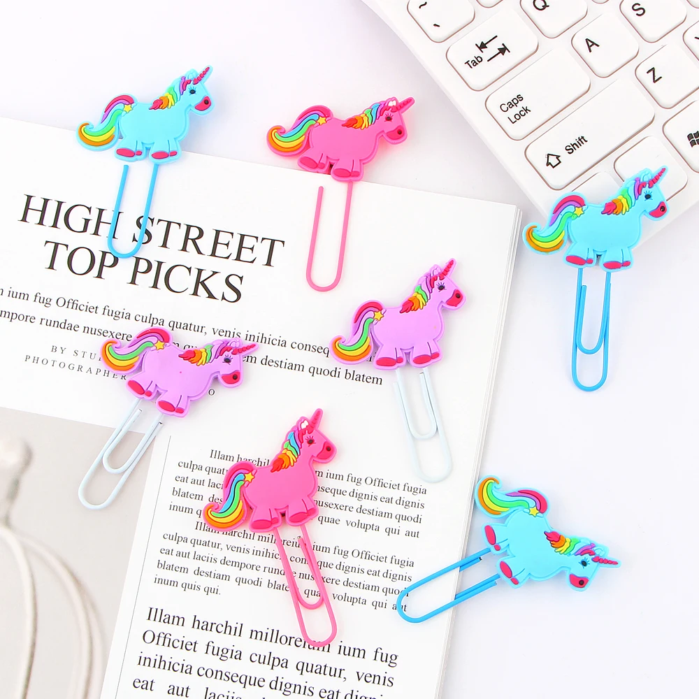 3 шт./лот креативная Закладка в виде единорога милые книжные маркеры зажим для