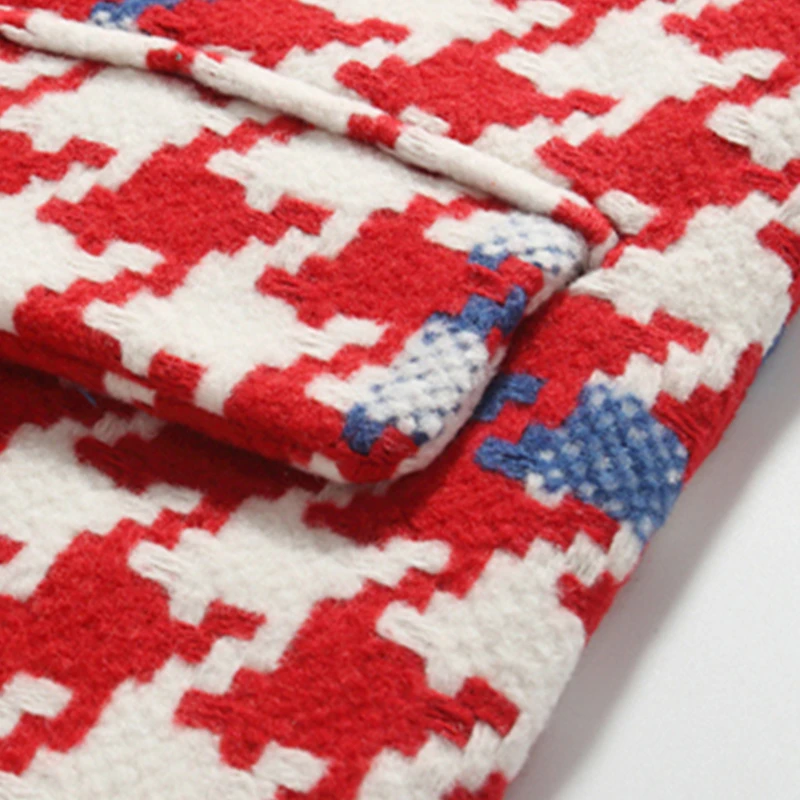 2017 зимняя теплая кашемировая клетчатая стеганая шерстяная куртка Женская смесь