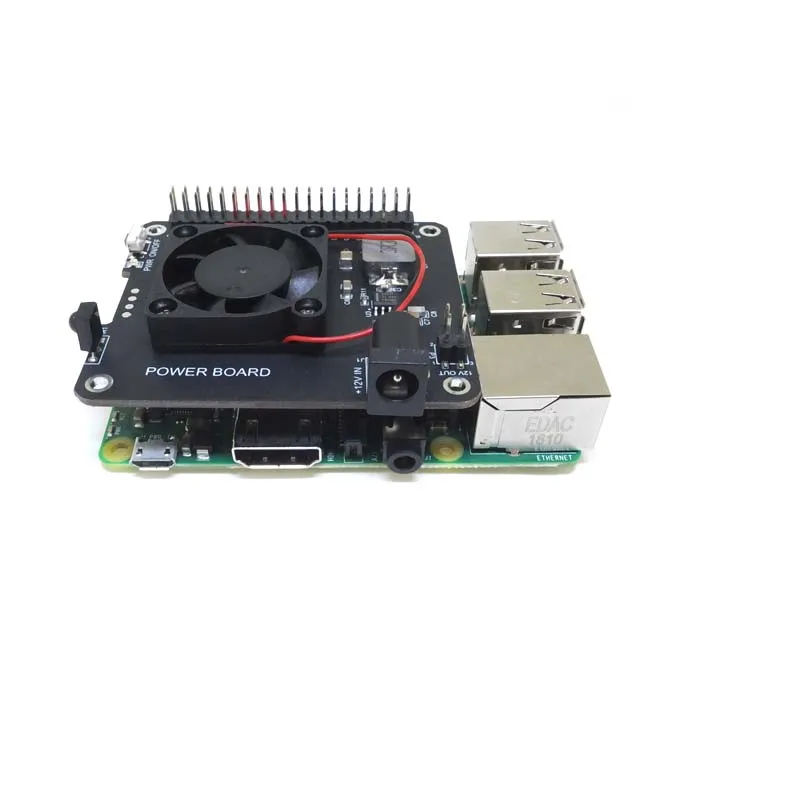 DockerPi PowerBoard for Raspberry Pi 4B&amp3B+&ampAll Platform Power Supply with Safe Shutdown Auto Cooling Fan Expansion Board |