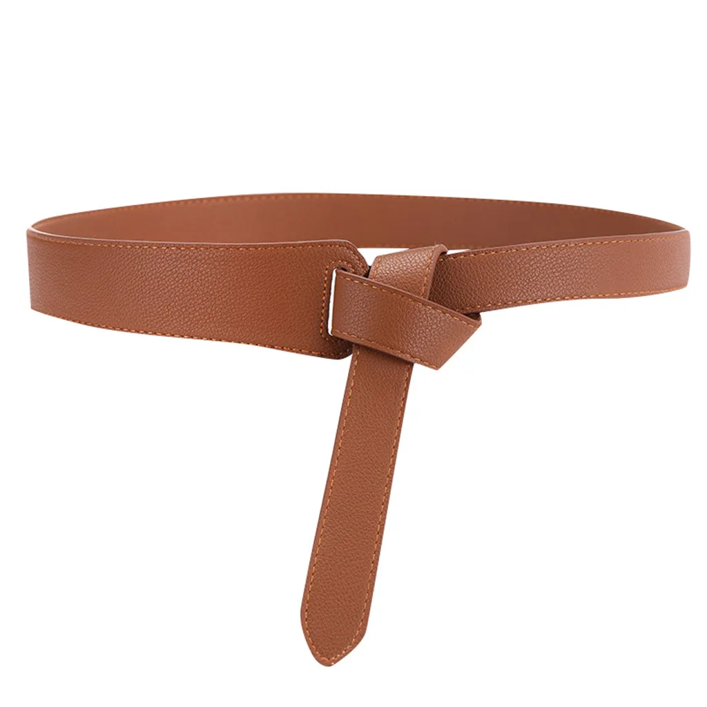 Модные ремни для женщин из искусственной кожи эластичный пояс коричневый черный