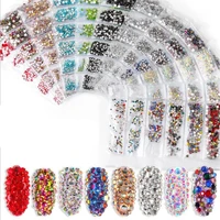 1pack nails mixed sizes glitter flatback glass nail rhinestones nail art decorations stones shiny gems manicure accessories