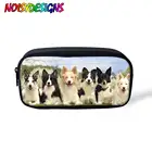 Холщовый чехол для карандашей с изображением собаки, бордюра, колли, школьный, для девочек и мальчиков, многофункциональный чехол для карандашей, сумка для макияжа