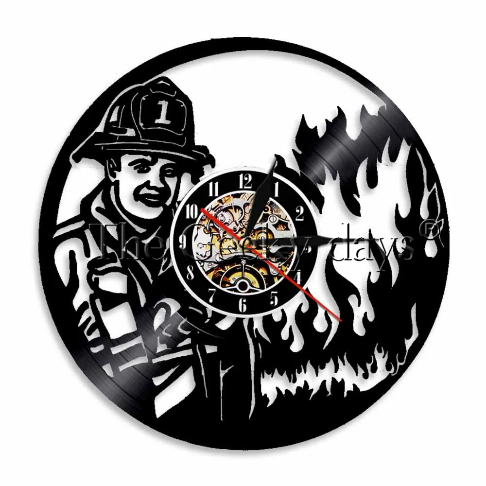 1 шт. пожарный винил винтажные часы пожарный волонтер Fdny подарок пожарный и Полицейский отдел Декор подарок ручной работы