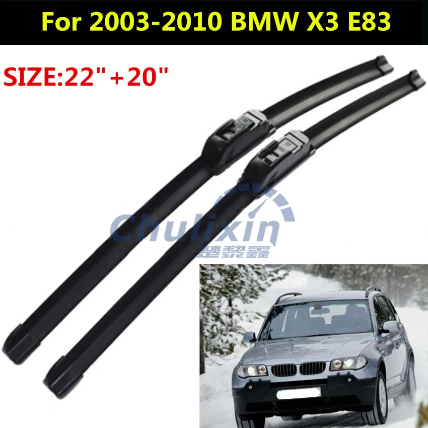 

2pcs/lot Wiper blades for 2003-2010 BMW X3 22"+20" fit standard J hook wiper arms only car accessories interior