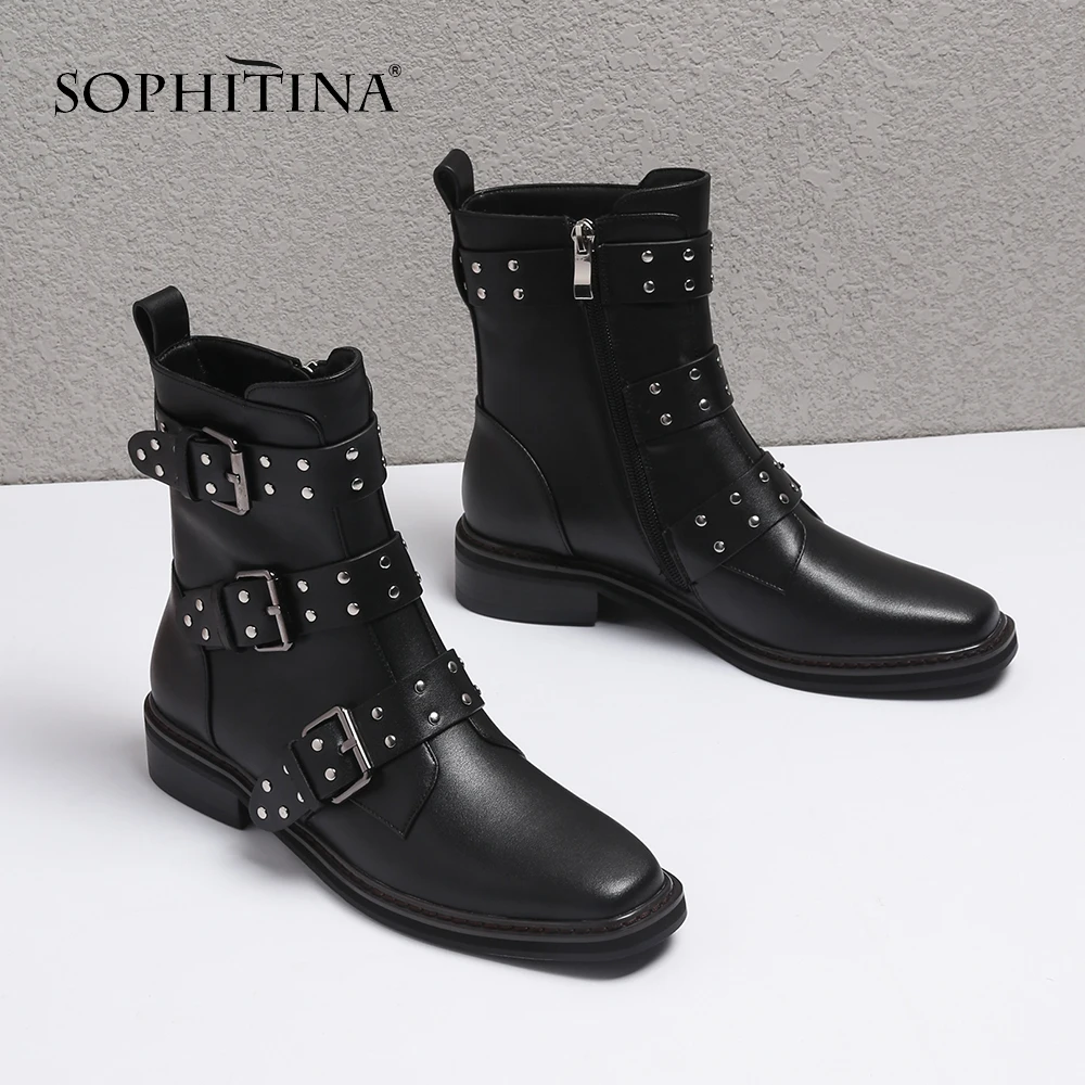 SOPHITINA/Новинка. Модные женские ботинки из натуральной кожи внутри ворсин.