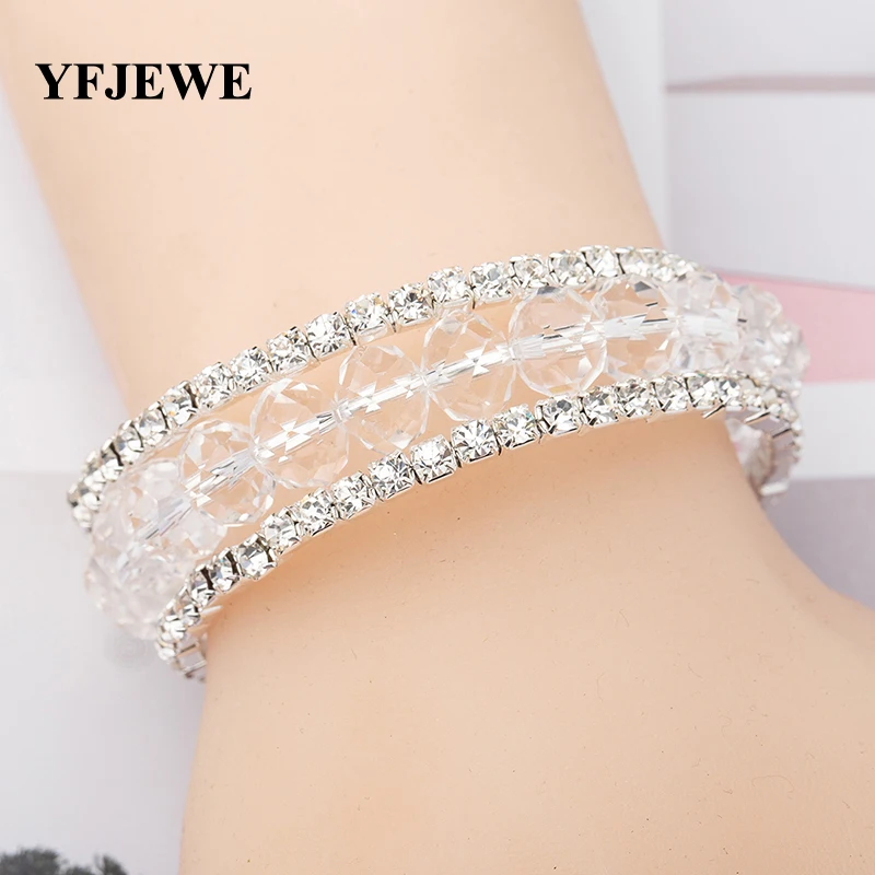 YFJEWE Новый Модный свадебный элегантный браслет для невесты с кристаллами