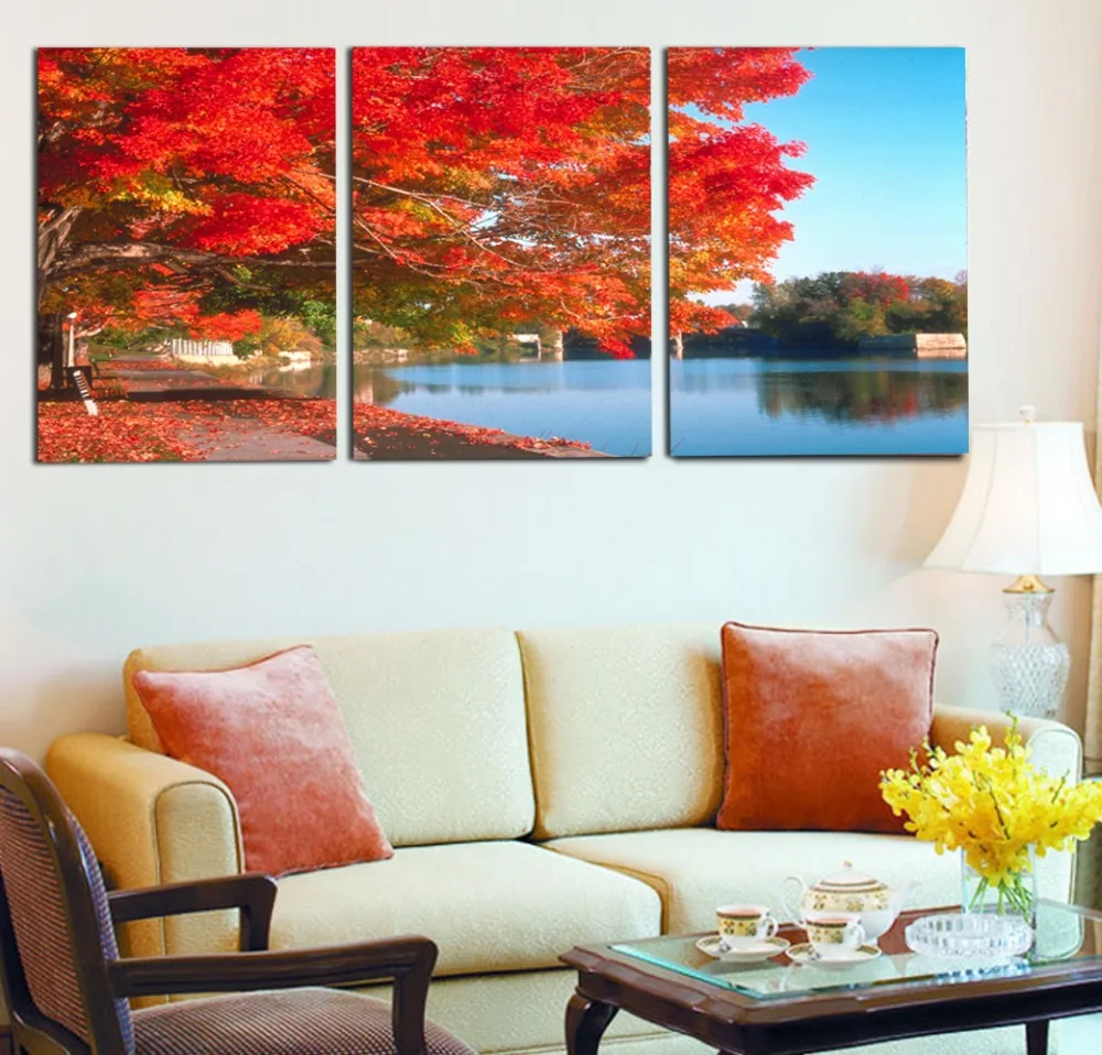 Красивая Осенняя картина с изображением кленового дерева куадроса декорацион