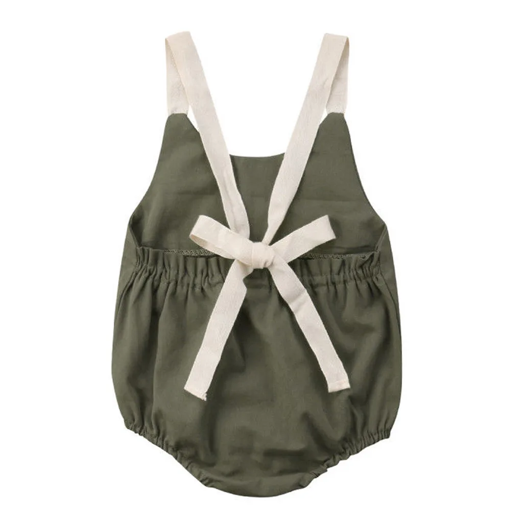 Хлопковое боди для новорожденных девочек с бантом и открытой спинкой одежда