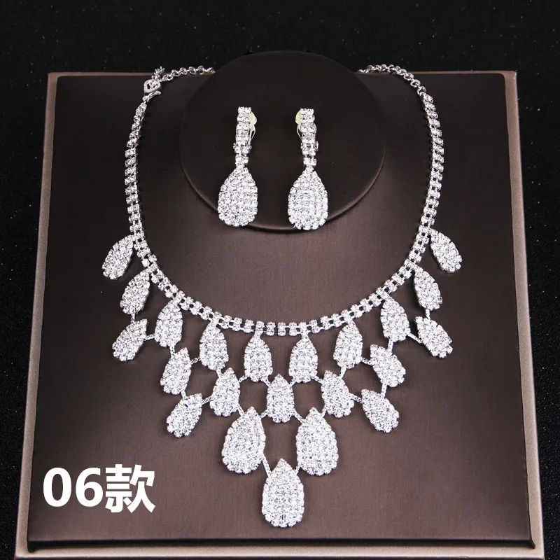 Серьги-гвоздики со стразами joia de cristal Acessorios Do Casamento Colar brincos conjunto de joias mulheres bijoux - Окраска металла: Fig