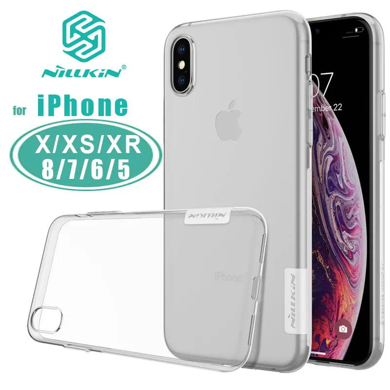 Для iPhone X XR XS Max чехол Nillkin TPU 0 6 мм Ультратонкий для телефона силиконовый 8 7 6s Plus 5 5S SE