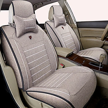Beige Comfortable Высококачественный льняной универсальный чехол для автомобильных сидений для Prado 120 lifan x60 lancer x chevrolet, автомобильные аксессуары для Toyota styling - Название цвета: Beige Comfortable