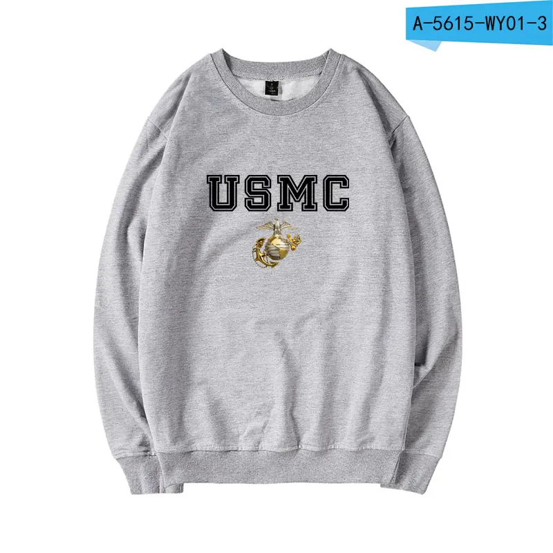 Пуловер USMC, крутая Осенняя зимняя одежда для мужчин и женщин, американский морской корпус, логотип, принт US MC, Крутая толстовка с капюшоном - Цвет: Gray
