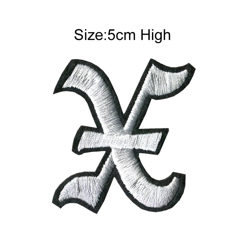 X 1 шт., A-Z, черный, белый цвет, 5 см, высокий, Английский алфавит, буквы, смешанные, вышитые, Пришивные значки, железная нашивка для одежды, сумки, Старый английский - Цвет: X