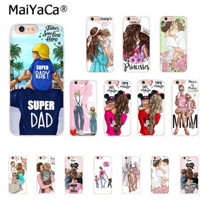 Чехол для телефона MaiYaCa черный коричневый мамы и дочки Sup Dad высокое качество iPhone 8