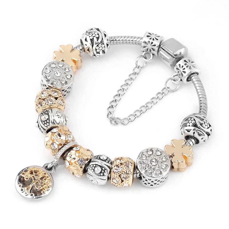 Подарок на день Святого Валентина HOMOD Шарм браслет золотой цвет древо жизни кулон