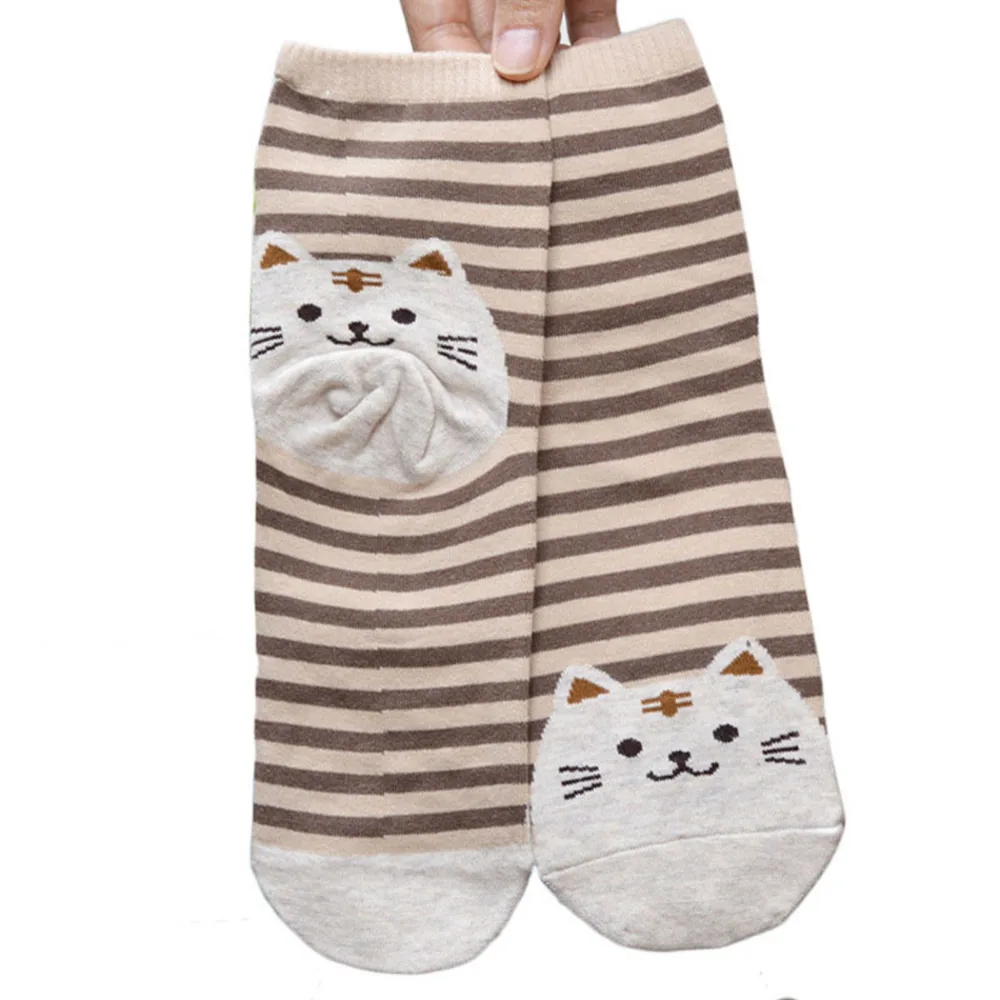

Newly Design cute cartoon Cat socks striped pattern women cotton sock winter spring drop shipping meia calcetines #YL