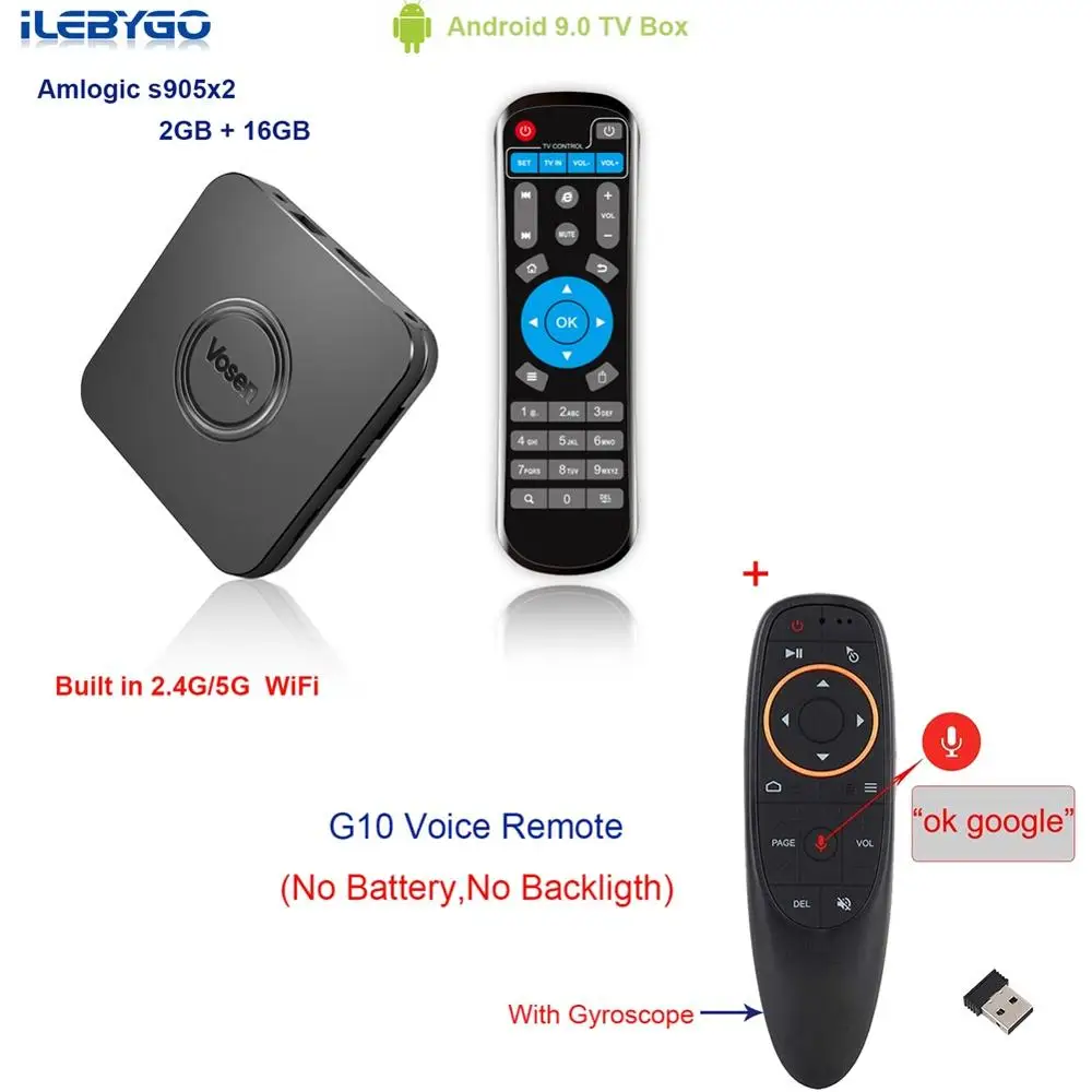 2GB 16GB with G10 Ilebygo Смарт Android 9,0 ТВ-бокс Amlogic s905x2 четырехъядерный набор верхней коробки 2,4G/5G двойной wifi поддержка OTA обновление медиаплеер - Цвет: 2GB 16GB with G10
