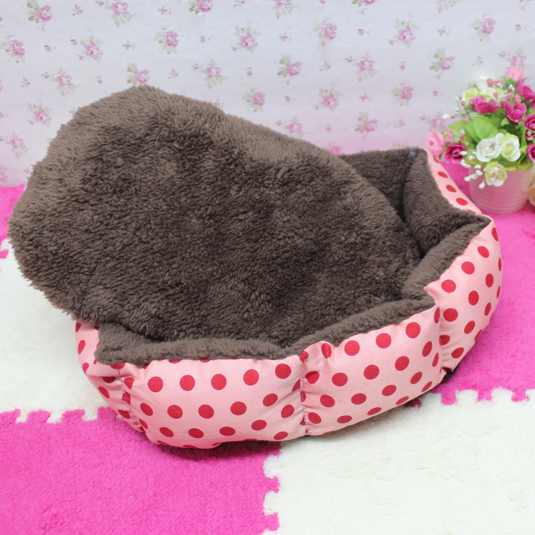 Теплый дешевый коврик для собак осенне зимняя Милая кровать в горошек щенков