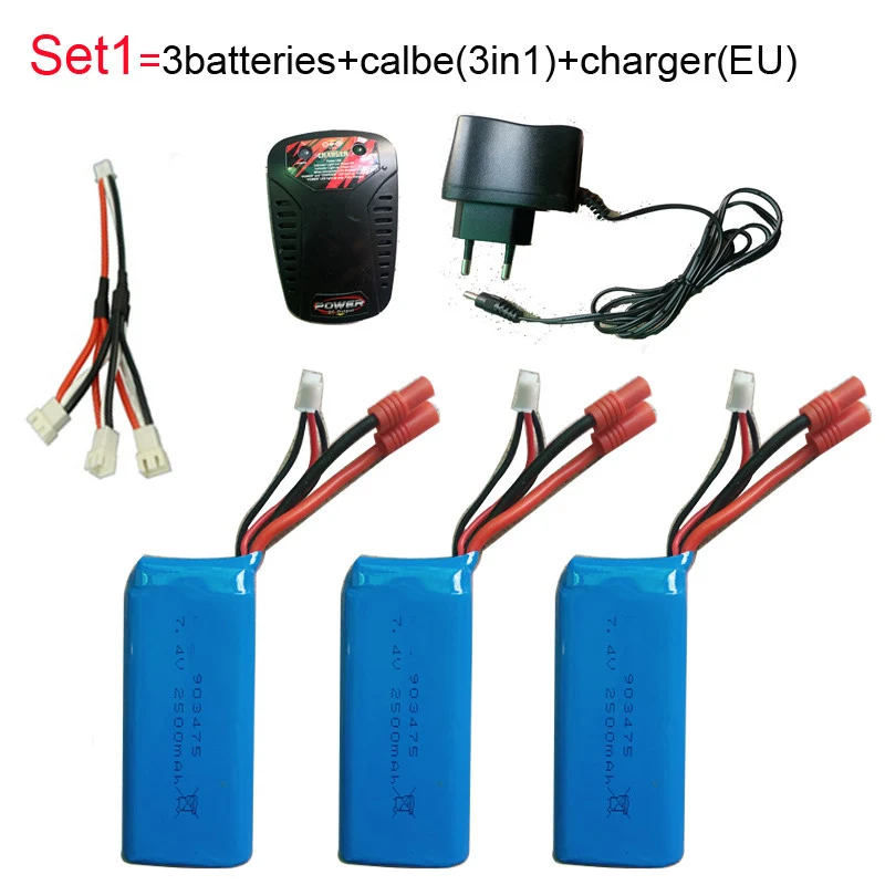 Аккумулятор высокой емкости 7,4 V 2500mAh для Syma X8W x8c X8G X8HC X8HW X8HG аккумулятор Радиоуправляемый Дрон Квадрокоптер Syma X8G X8HG запчасти - Цвет: set1 3battery eu
