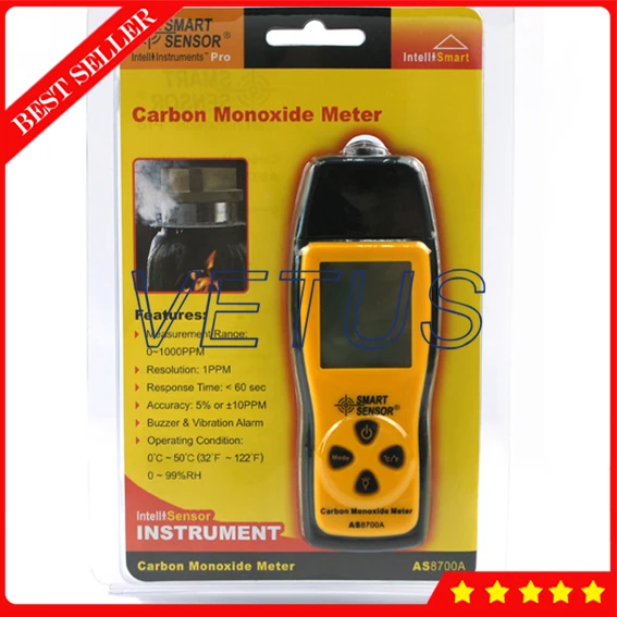 AS8700A цифровой детектор газа угарного анализатор с счетчик окиси углерода CO