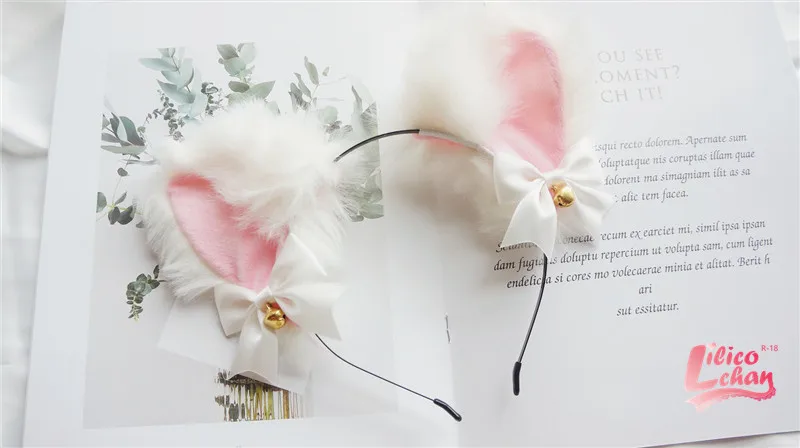 White Ear Аниме Neko кошачьи уши вечерние Косплей танцевальный клуб Хэллоуин лисица аксессуары Головные уборы Аксессуары Сейлор Мун Cos плюшевые Сакура Лолита - Цвет: White Ear