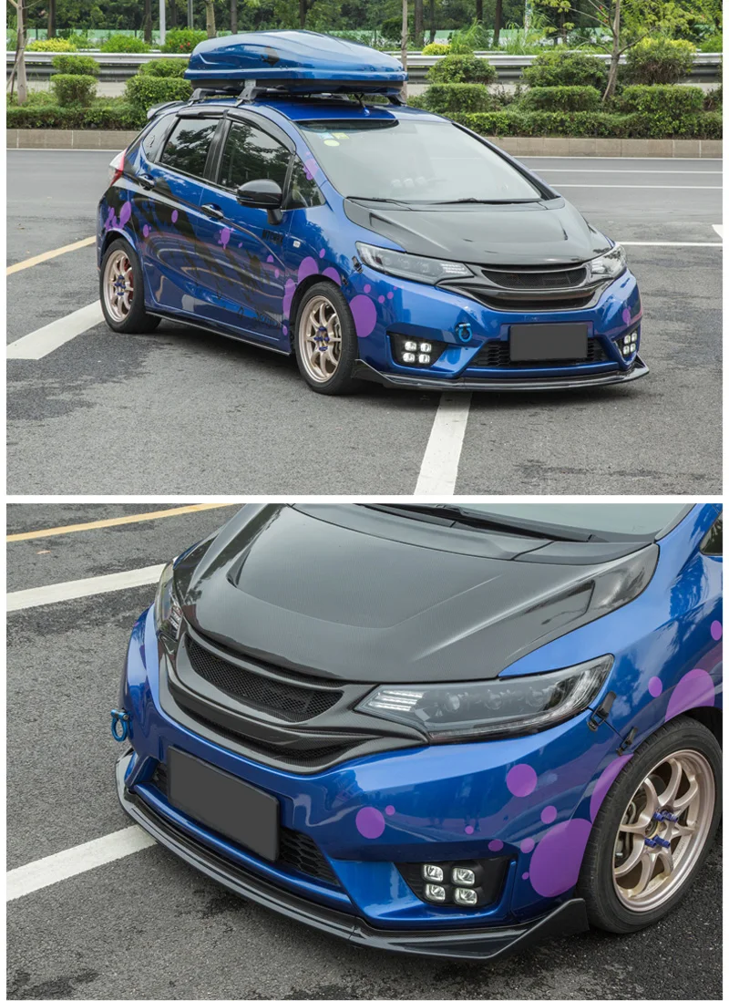 3 шт., АБС/углеродное волокно, передний бампер для Honda FIT, автомобильная внешняя модификация