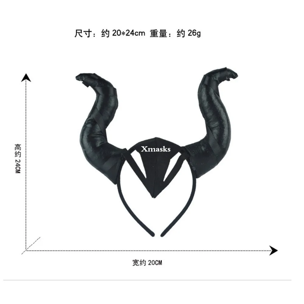 Детский ободок с рогом Maleficent маска для девочек парик Хэллоуина карнавальный