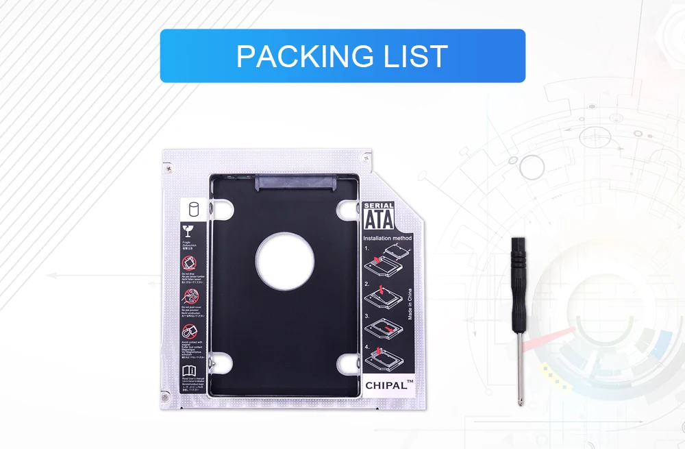 CHIPAL Универсальный двойной светодиодный 2-ой HDD Caddy 12,7 мм для 2," 2 ТБ SSD корпус для жесткого диска корпус для ноутбука CD-ROM DVD-ROM Optibay