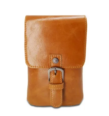 light brown waistbag BiPtyDam Высокое качество масло воск яловая кожа мобильный телефон сумки маленькие Мужские поясные сумки из натуральной кожи Мужские поясные сумки 5 цветов - Цвет: light brown waistbag