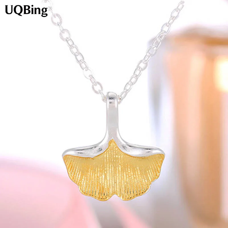 

925 Sterling Silver Ginkgo Flowers Necklaces & Pendants Pure Sterling Silver Chain Necklace Jewelry Collar Colar de Plata