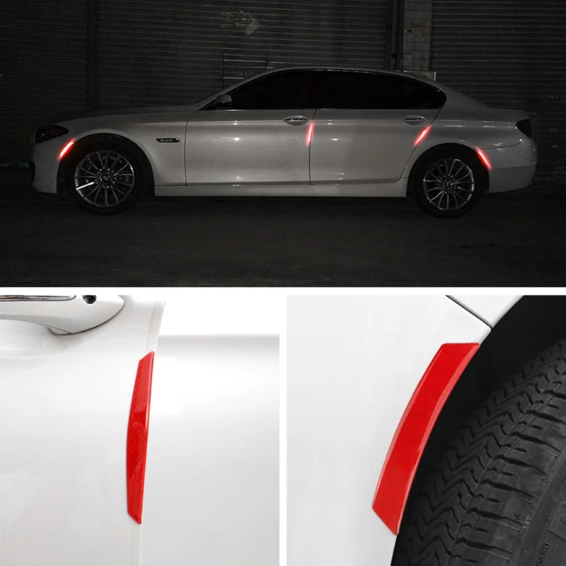 2019 4pcs Car Bumper Wheel Eyebrow Reflective Warning Strip Stickers Self-Stick Sticker Protector Car-Styling | Автомобили и