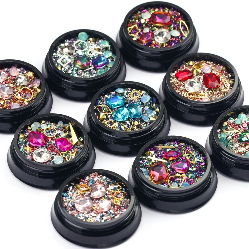 Broken Glass Rhinestones for Nails Gems Nail Art Gold Metal Stickers 3d Decorations Stones | Красота и здоровье