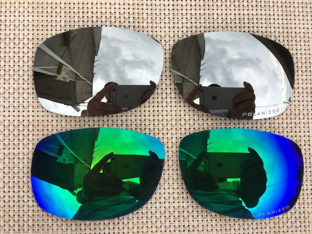 Серебристые и зеленые поляризованные Сменные линзы для боковых солнцезащитных