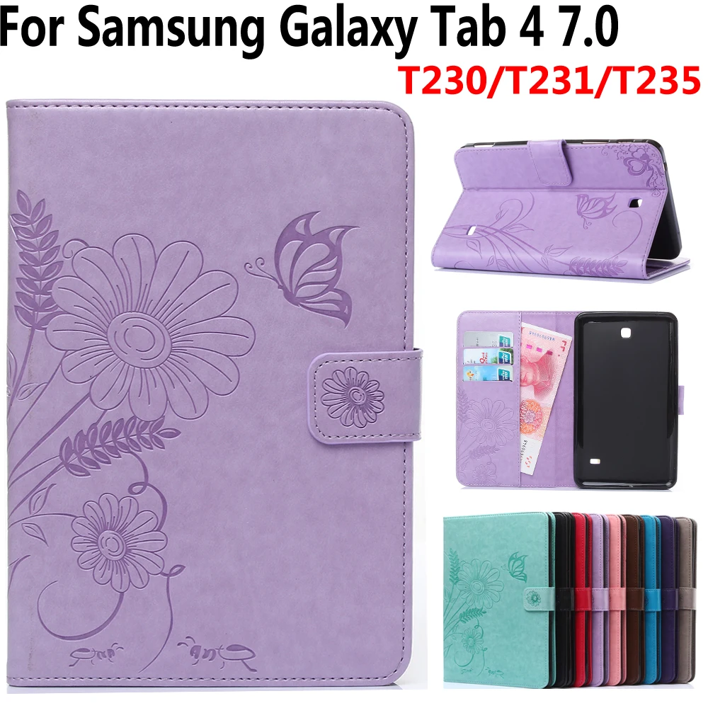 Защитный чехол для планшета Samsung Galaxy Tab 4 Tab4 7 0 T230 T235 3D цветок искусственная кожа