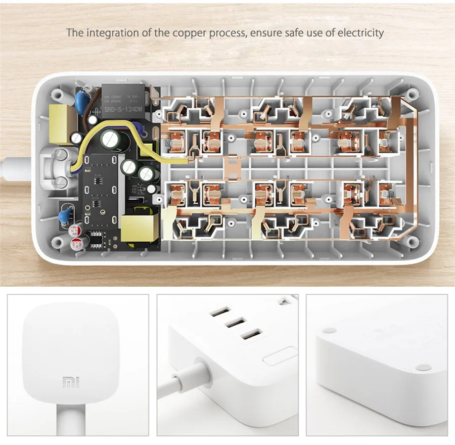 Xiaomi MiJia Smart power Strip 2A Быстрая зарядка 3 USB удлинитель 6 Стандартный гнездовой адаптер кабель