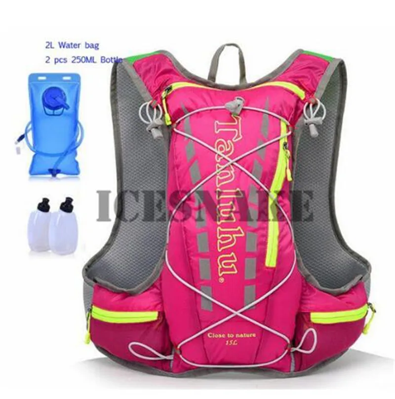 TANLUHU Trail Сумка для бега 15L гидратационный рюкзак для бега спортивный жилет поясная сумка для альпинизма Бег Туризм Велоспорт - Цвет: rose red 1