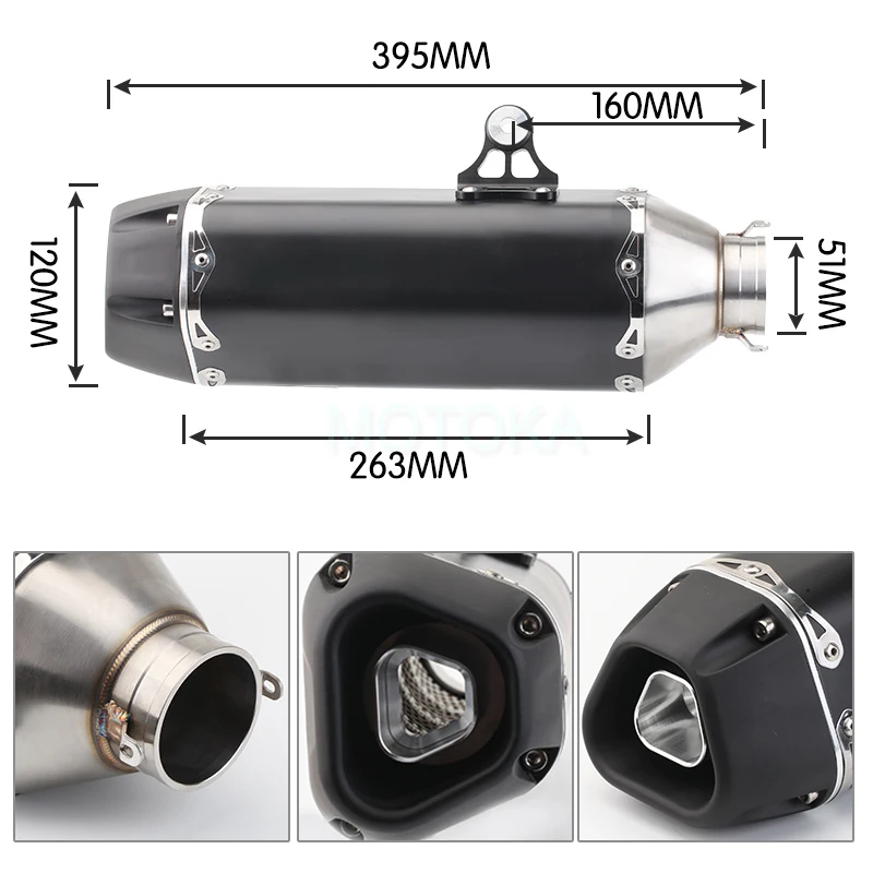 Универсальный 51 мм мотоцикл Akrapovic Модифицированная выхлопная труба из углеродного волокна два братьев глушитель матовый цвет Escape Moto ZX6R слипоны