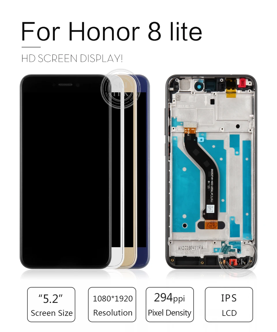 Для huawei Honor 8 Lite ЖК-дисплей кодирующий преобразователь сенсорного экрана в сборе huawei Honor 8 Lite ЖК-дисплей с рамкой PRA TL10 LX1 LX3 экран