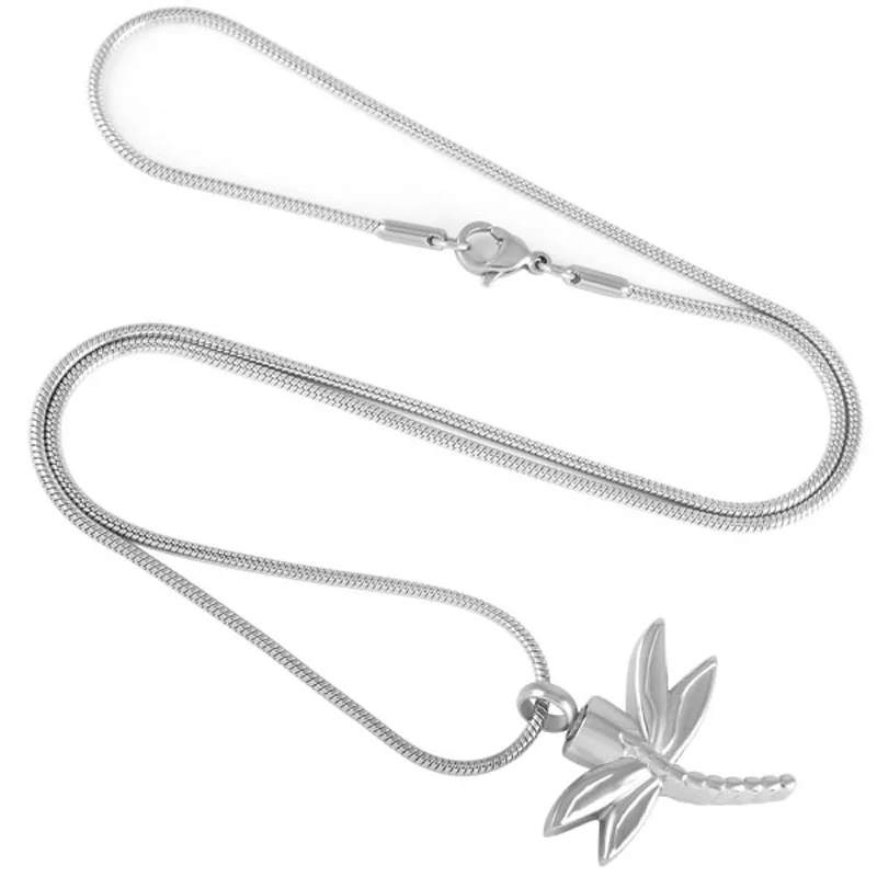 

XWJ8120 Free Funnel! Memorial Urn Cremation Pendants Steel Dragonfly 316L Stainless Steel Jewelry Funeral Ashes Holder Necklace