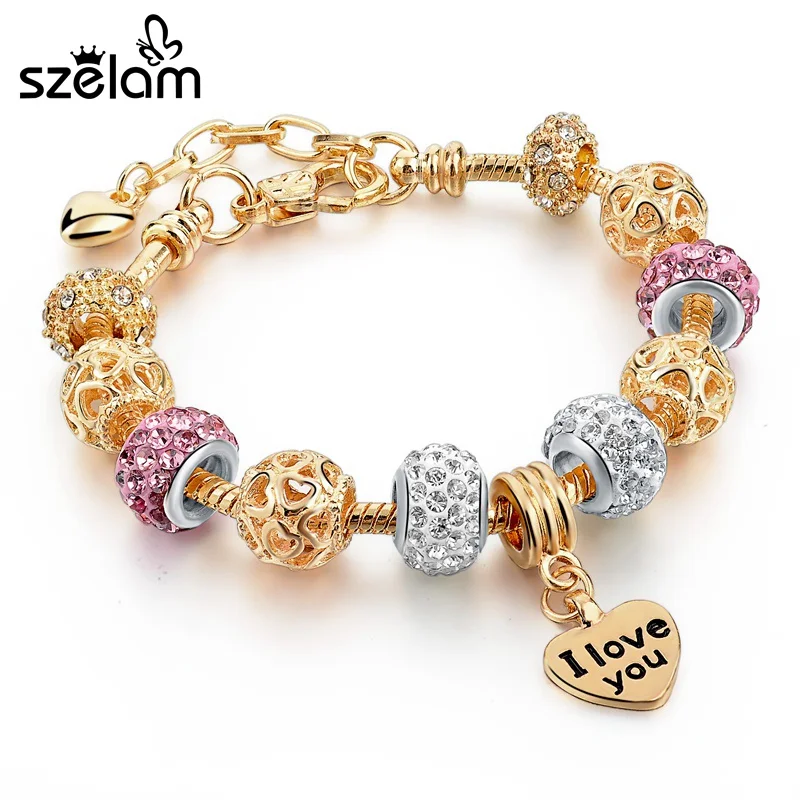 Новое поступление браслеты Szelam в европейском стиле с фиолетовыми кристаллами