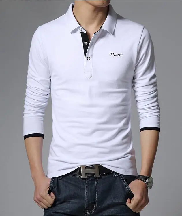 Новая Мода Для мужчин одежда Цвет с длинным рукавом Slim Fit Футболка Для мужчин хлопковая Футболка повседневные футболки плюс M-3XL - Цвет: Белый