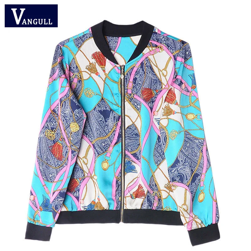Женская короткая бейсбольная куртка Vangull свободная тонкая на молнии с длинными
