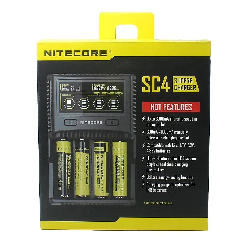 Nitecore SC4 D4 D2 I4 I2 цифровой процессор inteligente ЖК-схема Global de seguros Li-Ion 18650 14500 16340 26650 de cargador