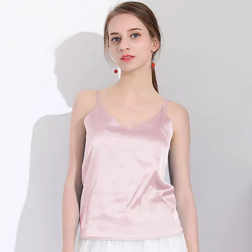 Pink Шелковый топ Женщины Tank Top бретели бак летние свободные топы короткий топ без рукавов Шелковый топ женщин эластичные Camiseta Tirantes Mujer GAREMAY боди для женщин - Цвет: Pink