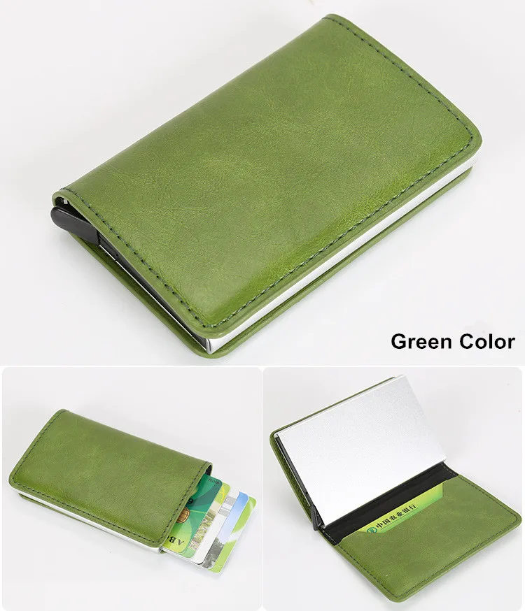 Green X-12B ZOVYVOL, Rfid кошелек, мужская сумка для денег, мини кошелек, мужской алюминиевый черный тонкий магический бумажник для кредитных карт, маленький умный кошелек, тонкий кошелек - Цвет: Green X-12B