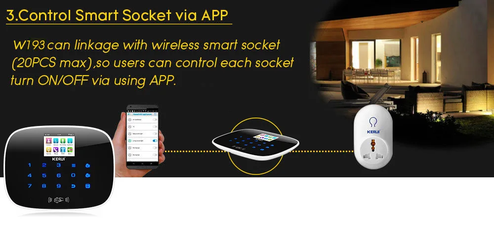 KERUI W193 Беспроводная охранная GSM 2,4G wifi PSTN сигнализация для домашней безопасности 2,4 дюймов TFT цветной экран